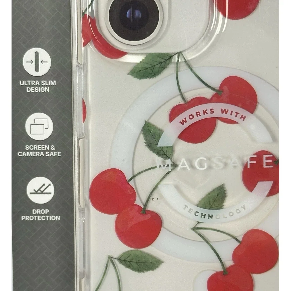 CYLO iPhone 16 Cherry MagSafe Case Clear Shockproof Cute Fruit Red Cherries